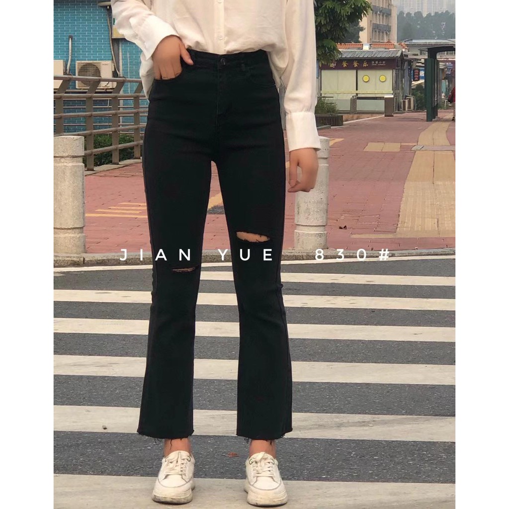 QUẦN LOE SKINNY CO GIÃN RÁCH GỐI QB830