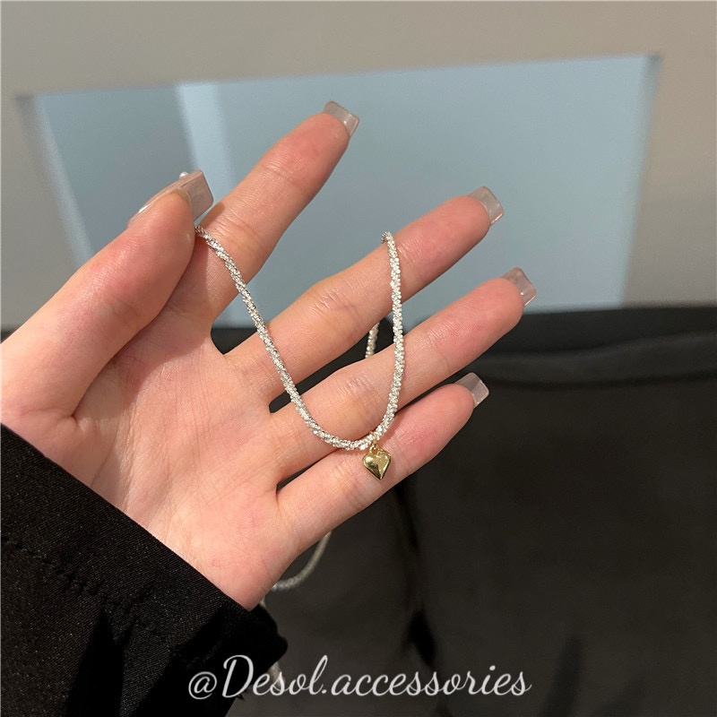 Dây chuyền, vòng cổ Drusilla mạ bạc xoắn mặt trái tym bé NL051 Desol.accessories