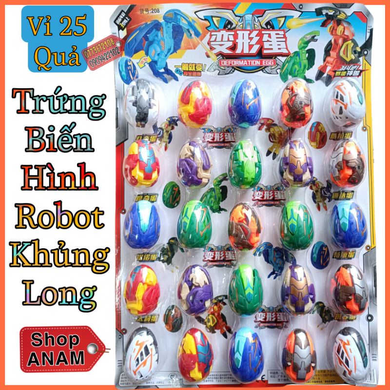 vỉ 25 quả trứng biến hình khủng long robot , Egg God Deformed Dinosaur Popped