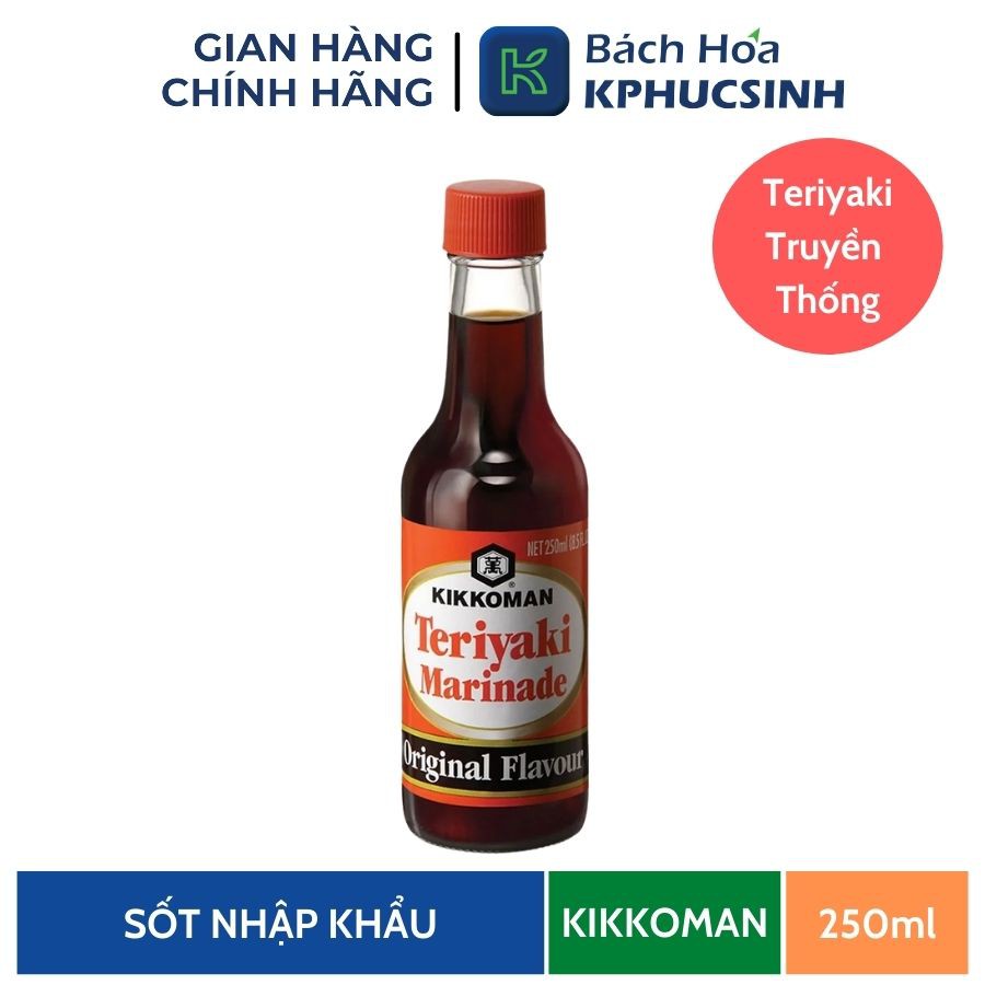 Sốt tẩm ướp truyền thống teriyaki hiệu Kikkoman 250ml KPHUCSINH - Hàng Chính Hãng