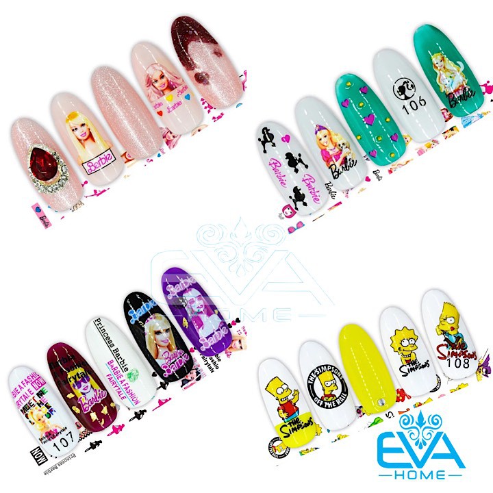 Decal Dán Móng Tay 3D Nail Sticker Hoạ Tiết Hoạt Hình Búp Bê Barbie Fashion EB107