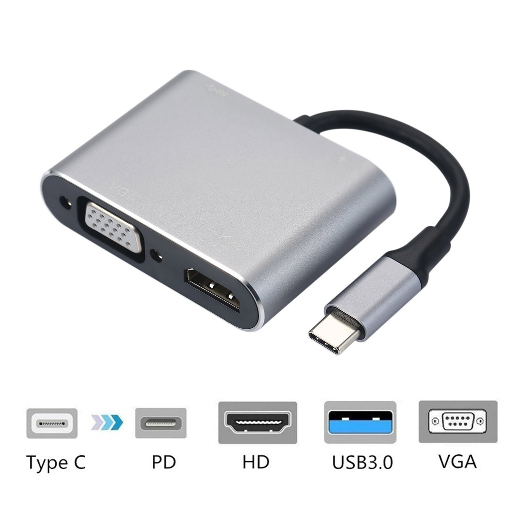 Bộ Chia Cổng Type-C Sang Hd Vga 4k Hd Ra Usb3.0 Pd 2020 Chromebook Surface Go