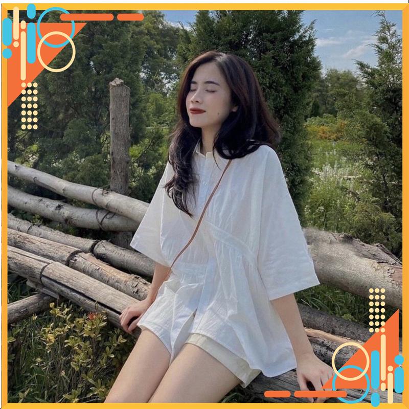 Áo sơ mi lệch tà sơ mi cộc tay tiểu thư sơ mi tay ngắn MSP34695 | BigBuy360 - bigbuy360.vn