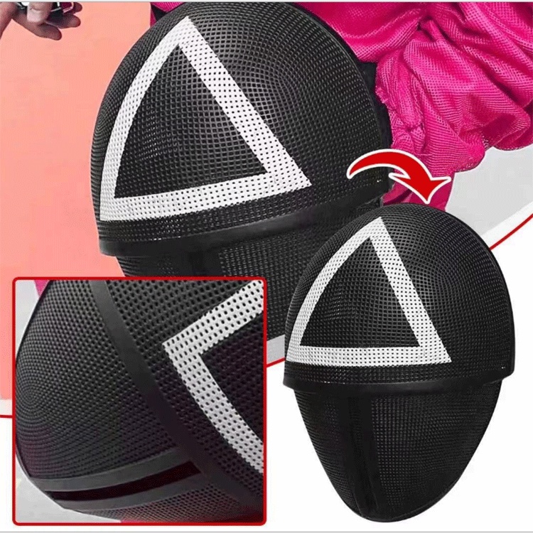 Mặt nạ in hình ký hiệu tam giác/hình vuông/hình tròn trong phim trò chơi con mực đạo cụ hóa trang vui nhộn