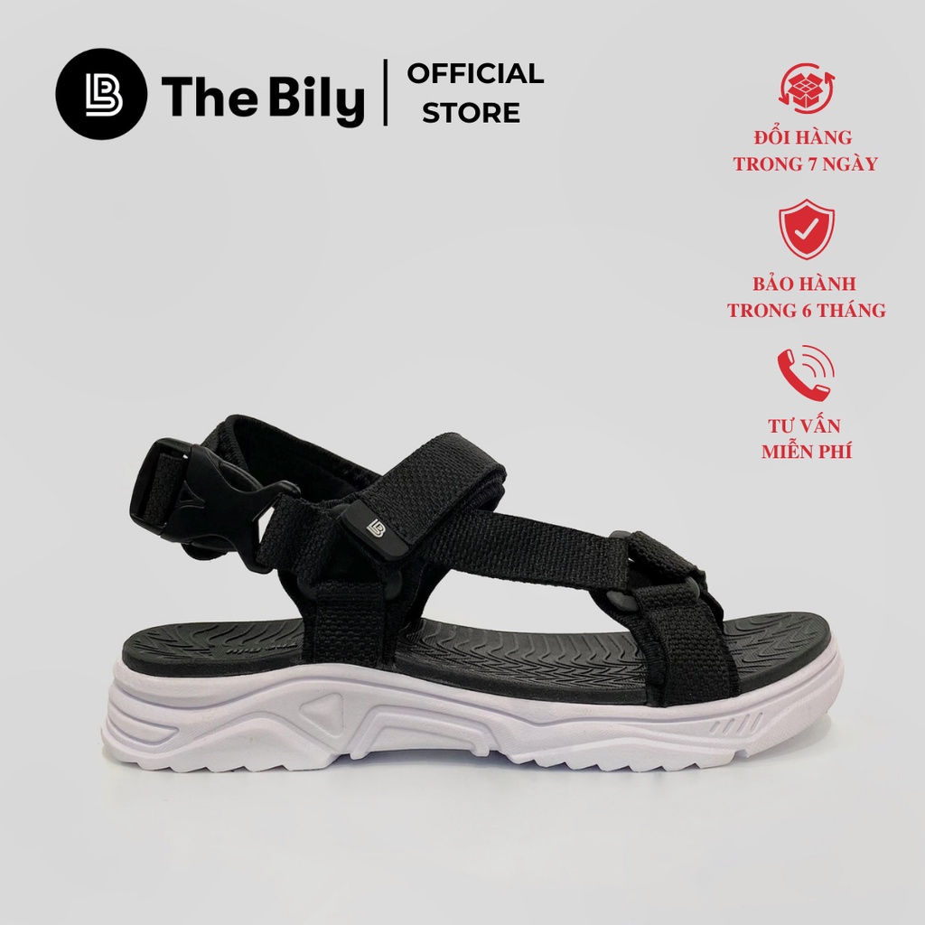 Giày Sandal Nam Nữ Unisex The BiLy Quai Chéo Dây Dù Đế Phylon Siêu Êm Nhẹ Màu Đen-BLDTMD01-Đen