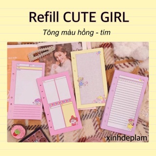 Giấy refill Cute Girl chủ đề màu hồng cho sổ planner