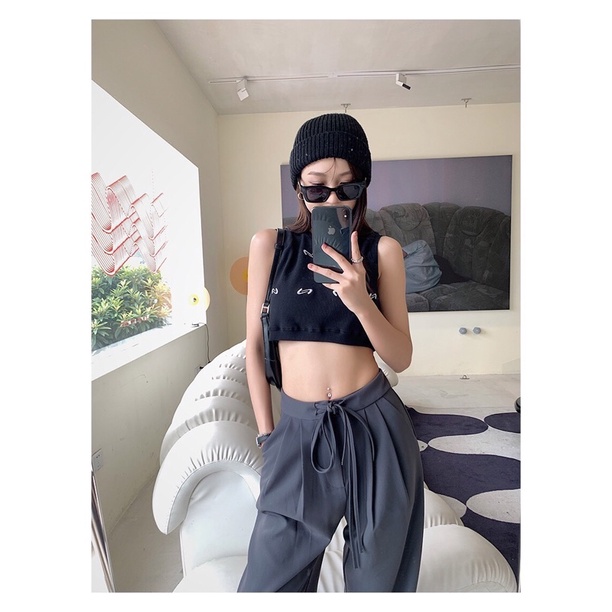 Quần ống rộng ulzzang lưng buộc dây ở giữa