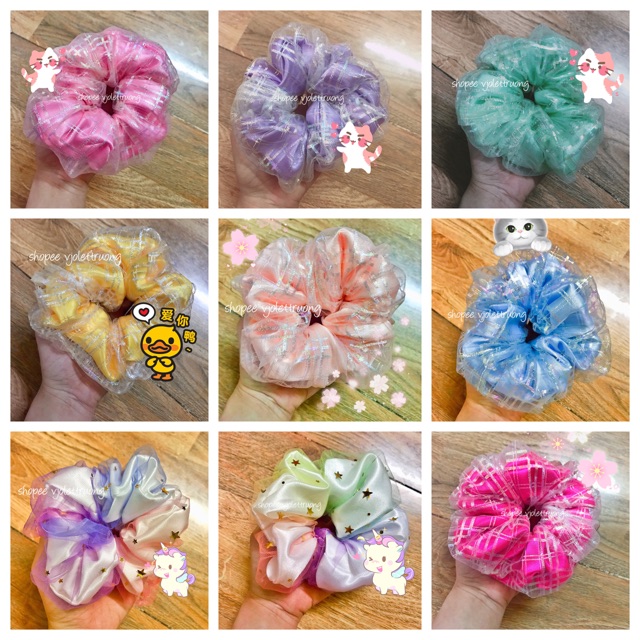 Sỉ và Lẻ Cột tóc Scrunchies - cột tóc 2 lớp - Scrunchies lollipop - Scrunchies 2 lớp - cột tóc lollipop