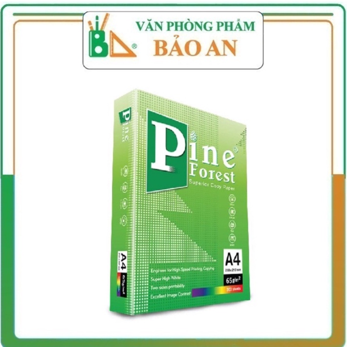 Giấy photo Pine  A4 ĐL 65g/m2 Phục vụ cho in ấn tốc độ cao và khối lượng lớn