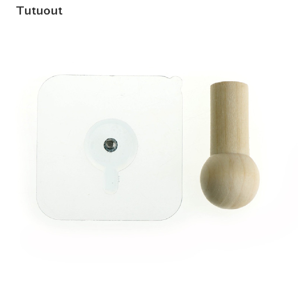 Móc treo đồ dán tường bằng gỗ không cần khoan