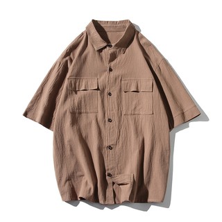 Áo Sơ Mi Cộc Tay Linen Túi Ngực Basic ROUGH - Mềm, Mịn, Mát