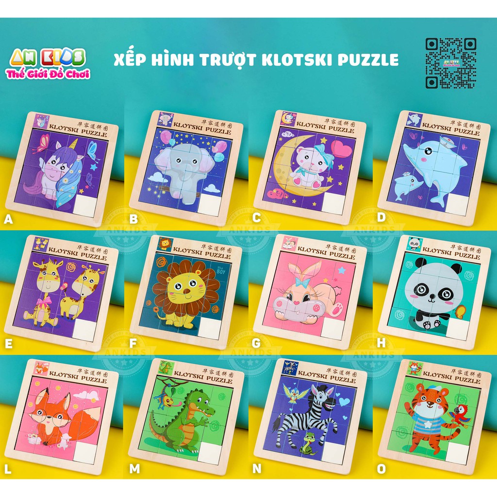 bộ ghép hình trượt Klotski Puzzle - đồ chơi gỗ