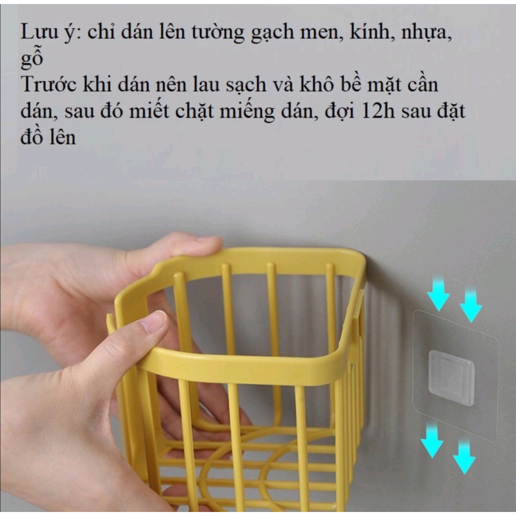 Giỏ đựng giấy vệ sinh, giỏ tiện ích dán tường nhựa Việt Nhật. Kích thước 14 x 13,5 x 11cm