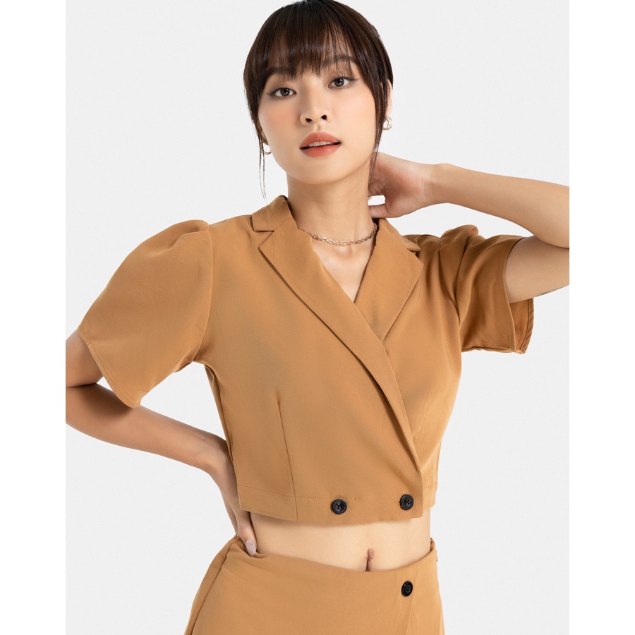 Áo JUNO Croptop Cổ La-Tông JNAKI011