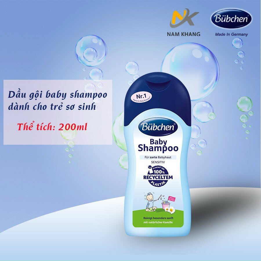 Dầu gội sơ sinh Bubchen Baby Shampoo | Chính hãng Bubchen, Đức | Dung tích 200ml