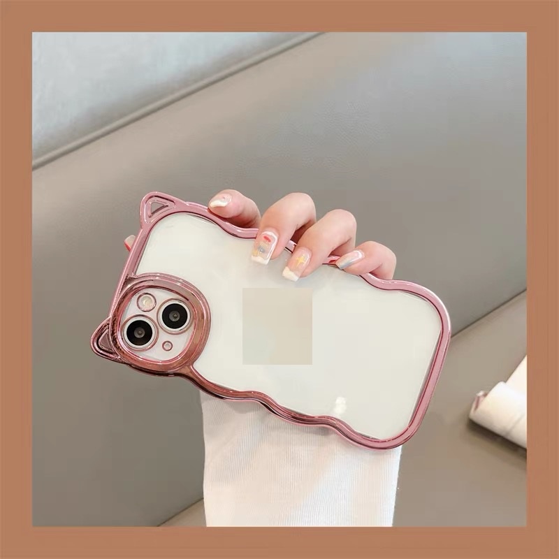 Ốp Điện Thoại Dẻo Trong Suốt Họa Tiết Hoạt Hình Tai Mèo Dễ Thương Cho iphone 13 pro max 12 pro max love 11 pro max xs