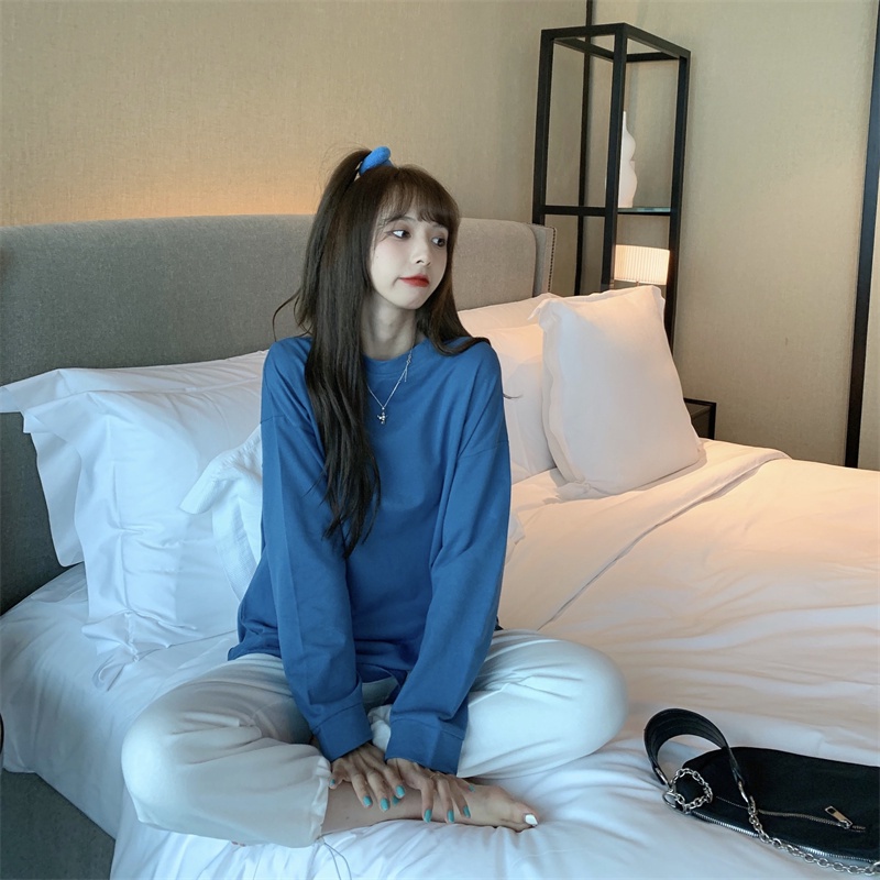 【ZHELIHANGFEI】Áo Thun Tay Dài Rách Cá Tính Trẻ Trung Hợp Thời Trang