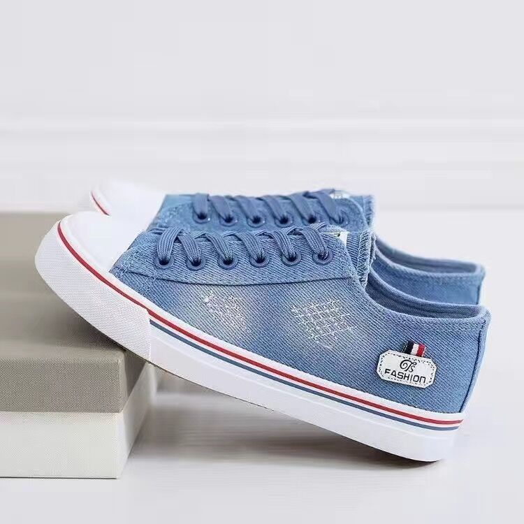 Giày Thể Thao Vải denim Cổ Thấp Thời Trang Hàn Quốc Mới