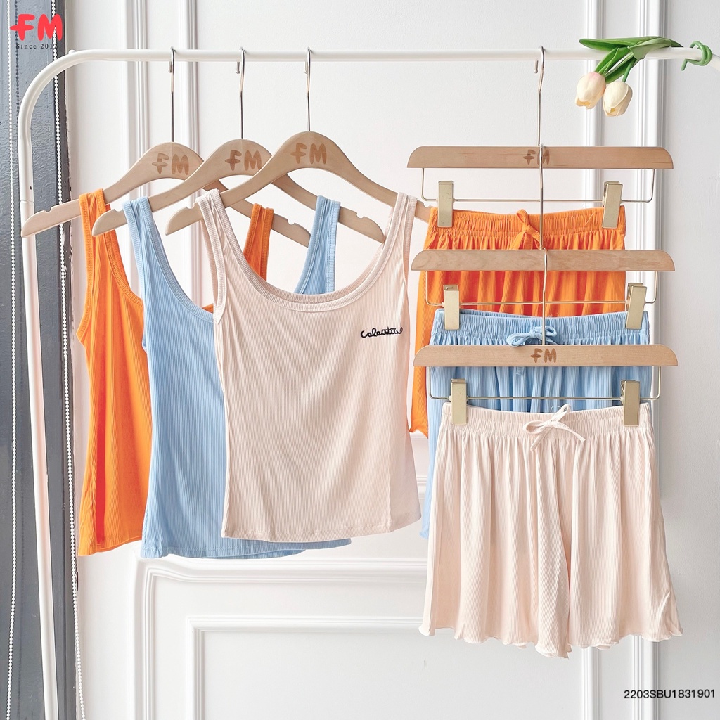 Đồ bộ nữ 2 dây đồ mặc nhà fmstyle, đồ ngủ nữ sexy quần đùi thêu chữ nhiều màu sắc | Fmstyle Shop 220319018