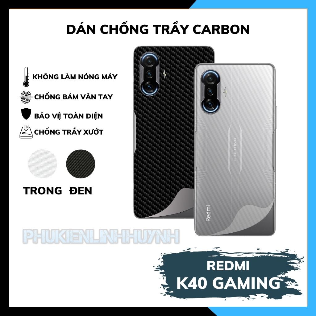 Miếng dán xiaomi redmi k70 pro k60 ultra k50 k40 pro k40 gaming carbon trong và đen chống trầy xướt chống bám vân tay