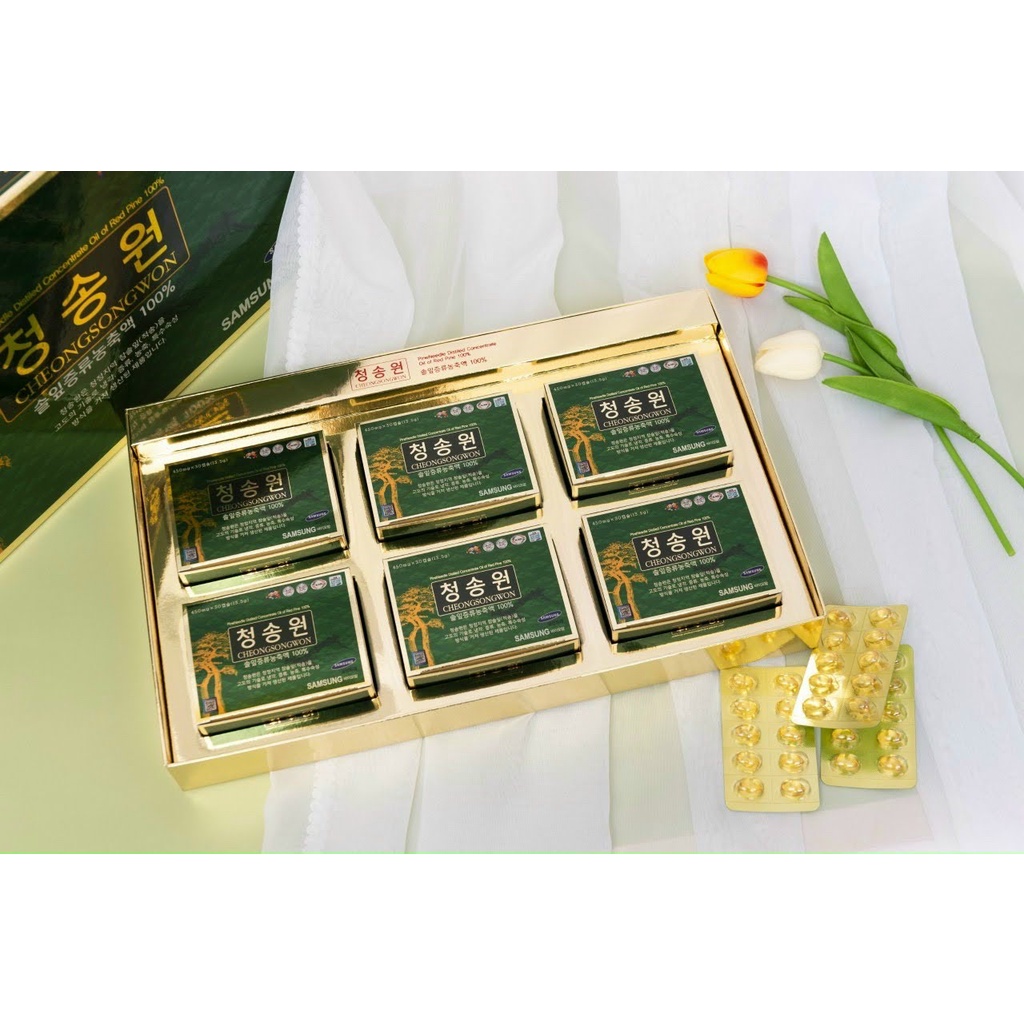 Tinh Dầu Thông Đỏ Cheongsongwon Hàn Quốc Hộp Xanh 180v hoanggamkorea