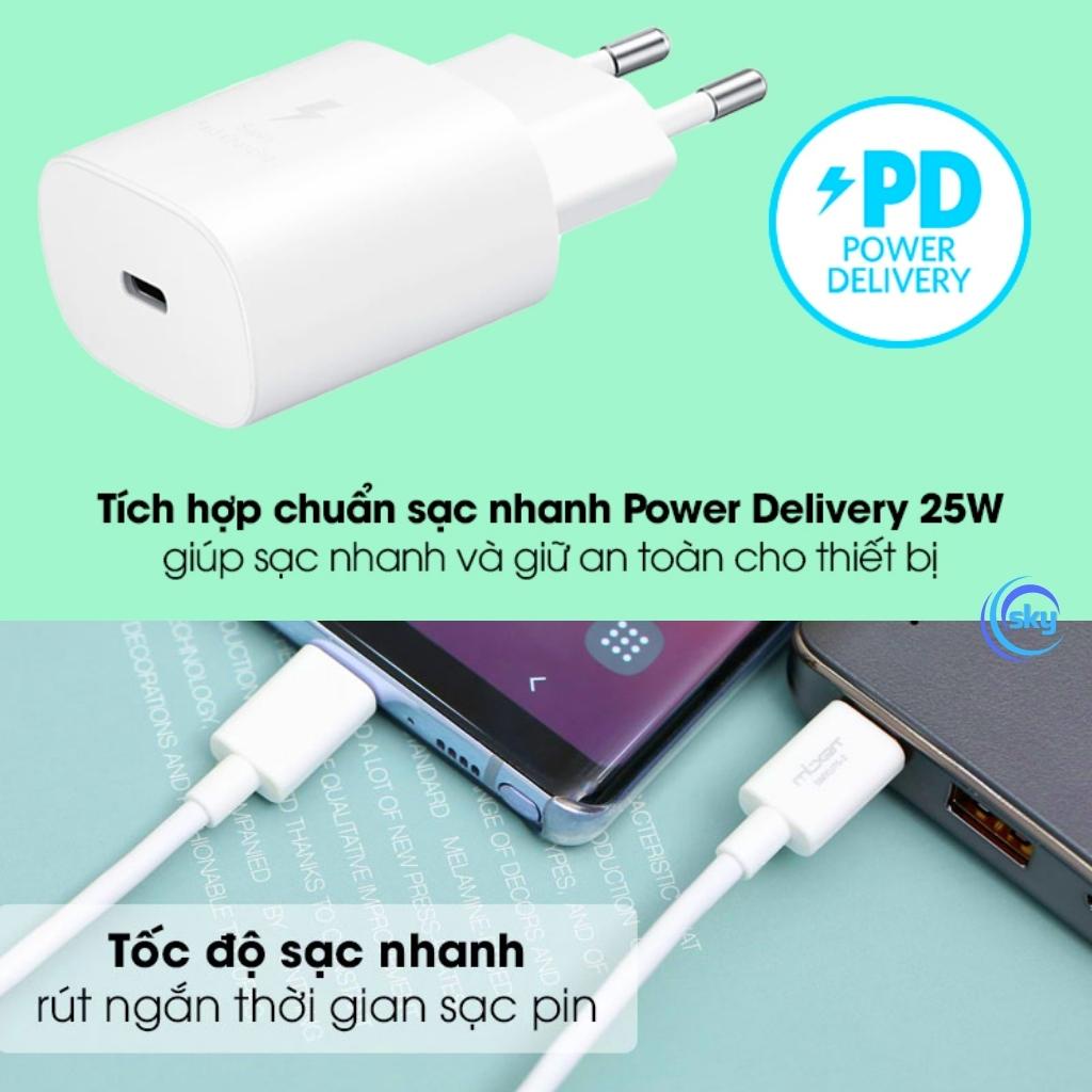 Bộ Sạc Nhanh Samsung PD 25W Note 10 Note 20 A71 A70 A80 S20 S20+ S20 Ultra Sạc nhanh 2 đầu type C Phụ Kiện SKY