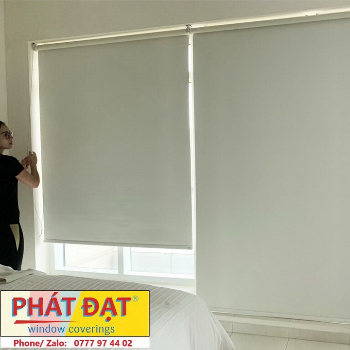 Rèm cửa, màn sáo, rèm sáo cuốn 6 màu, vải trơn 2 mặt chống nắng 100%