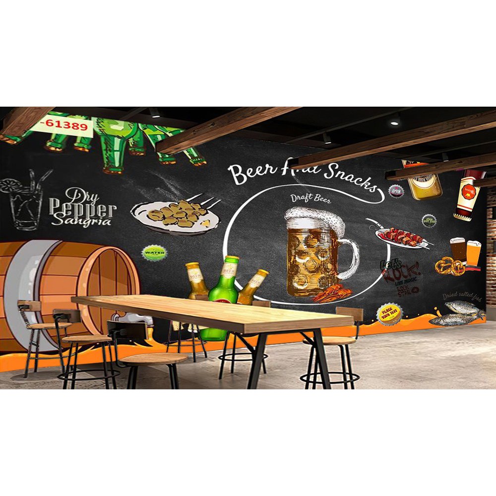 Tranh lụa 3d trang trí Nhà hàng Beer Kích Thước 1,5m x 2m BIARUOU-05