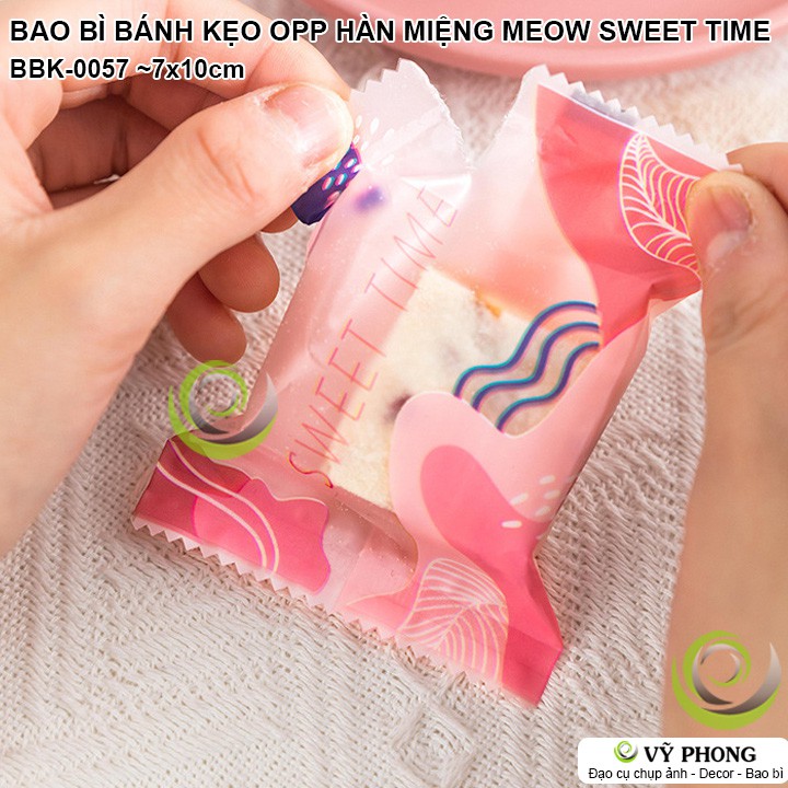 BAO BÌ TÚI HÀN MIỆNG 7x10cm ĐỰNG BÁNH KẸOĐỰNG COOKIE ĐẬU PHỘNG PHONG CÁCH HÀN QUỐC MEOW SWEET TIME BBK-0057