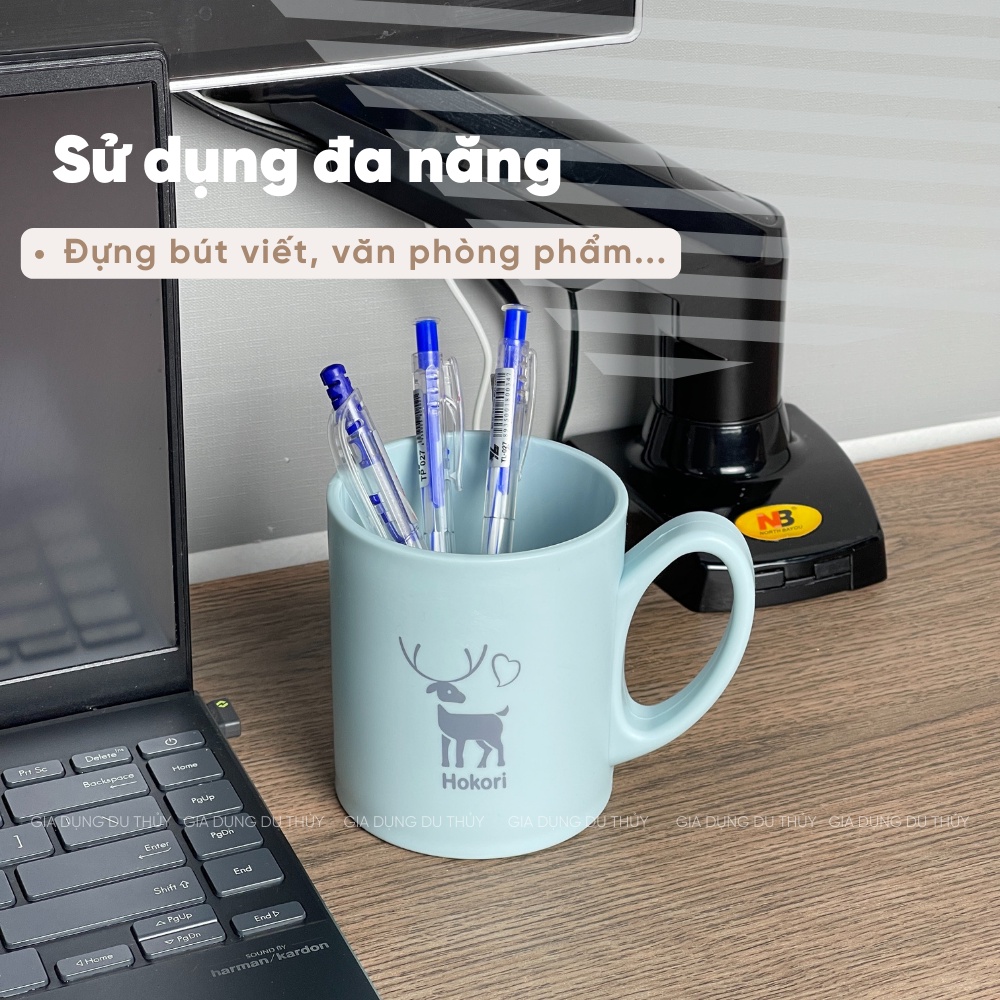Ca nhựa uống cafe 330 ml có quai màu sắc pastel chất liệu nhựa PP nguyên sinh chịu nhiệt  Ca Hokori 330ml 6366 Việt Nhật