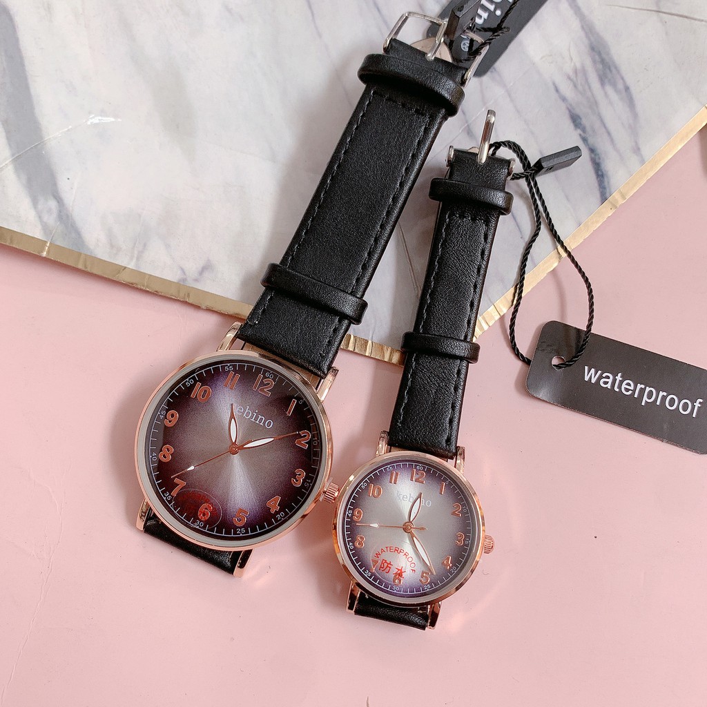 Đồng hồ đôi KEBINO 2 màu, chất da mềm mại, lên form thoải mái, phong cách cổ điển, dễ dàng phối đồ