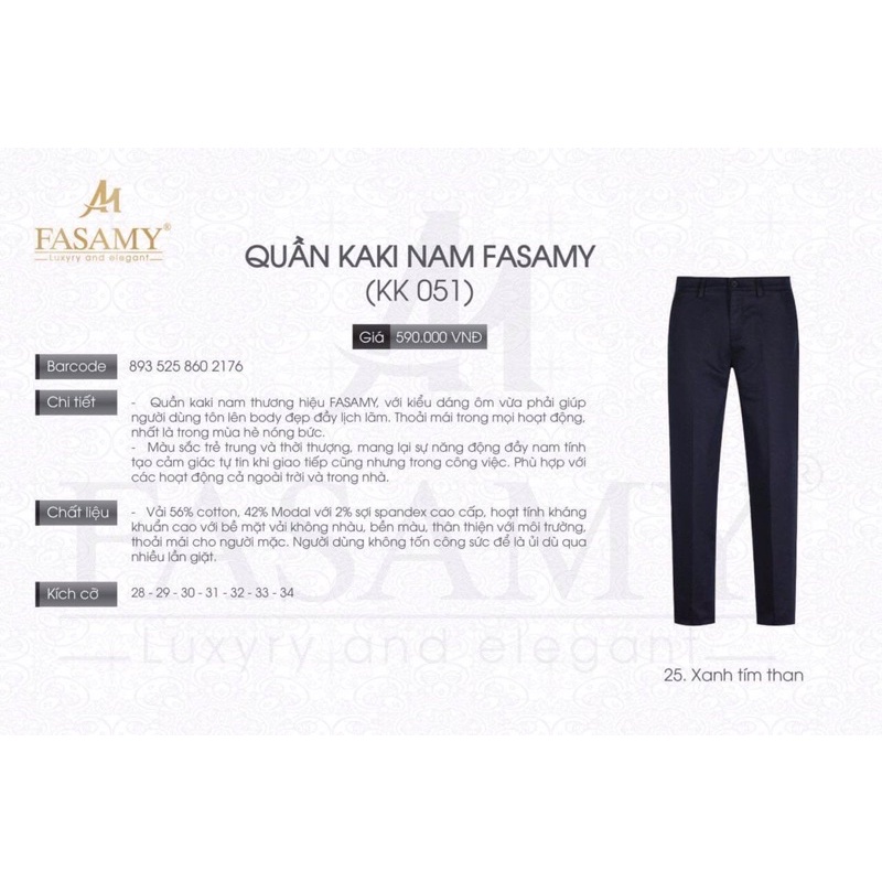 Quần Kaki Nam Fasamy