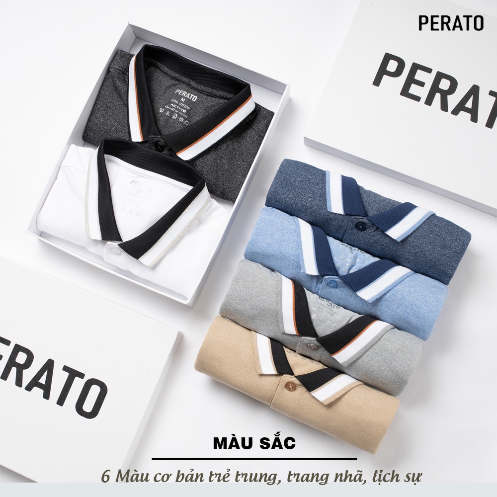 [MUA 2 GIẢM 40K] Áo Thun Polo Nam Ngắn Tay Có Cổ PERATO, Vải Cotton Cao Cấp, Phom Ôm Vừa, Trẻ Trung, Năng Động | BigBuy360 - bigbuy360.vn
