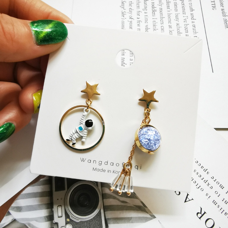 San * Khuyên Tai Thả Mặt Trăng Hành Tinh Phi Hành Gia Vũ Trụ Hoạt Hình Tinh Tế Cho Ngày Của Mẹ