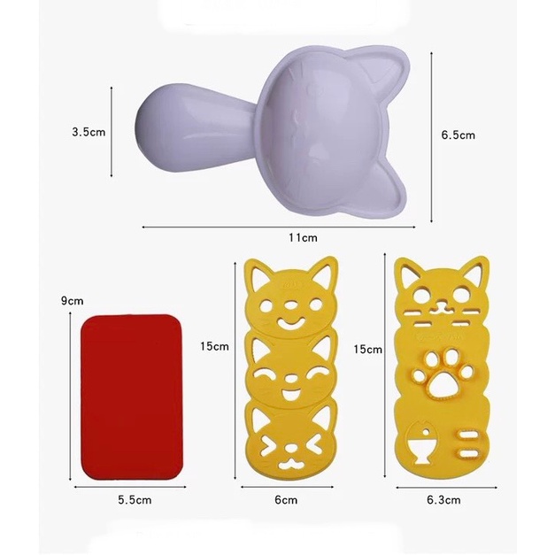 Khuôn cơm bento hình mèo Neto xinh xắn, khuôn cơm nắm mèo con