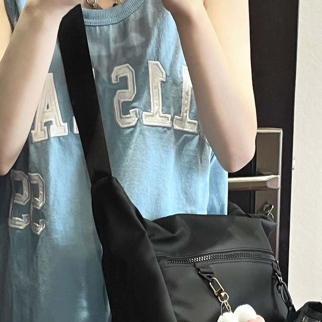 Jiashucheng Áo Ba Lỗ Thể Thao Dáng Rộng In Chữ Thời Trang Mùa Hè Năng Động