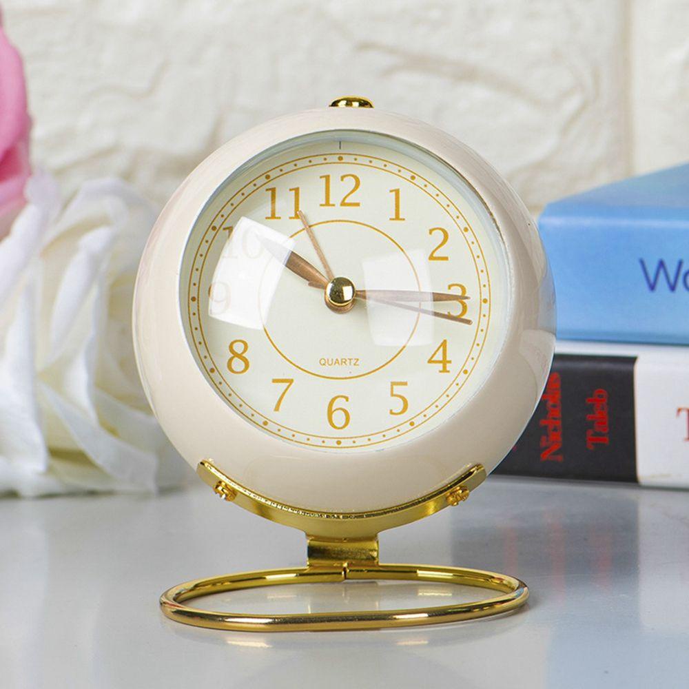Đồng Hồ Báo Thức Hình Tròn Bằng Kim Loại Không Gây Tiếng Ồn Thiết|Đồ Trang Trí Để Bàn Thiết Kế Độc Đáo Sáng Tạo