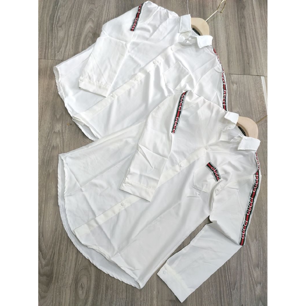 áo somi trơn viền chữ