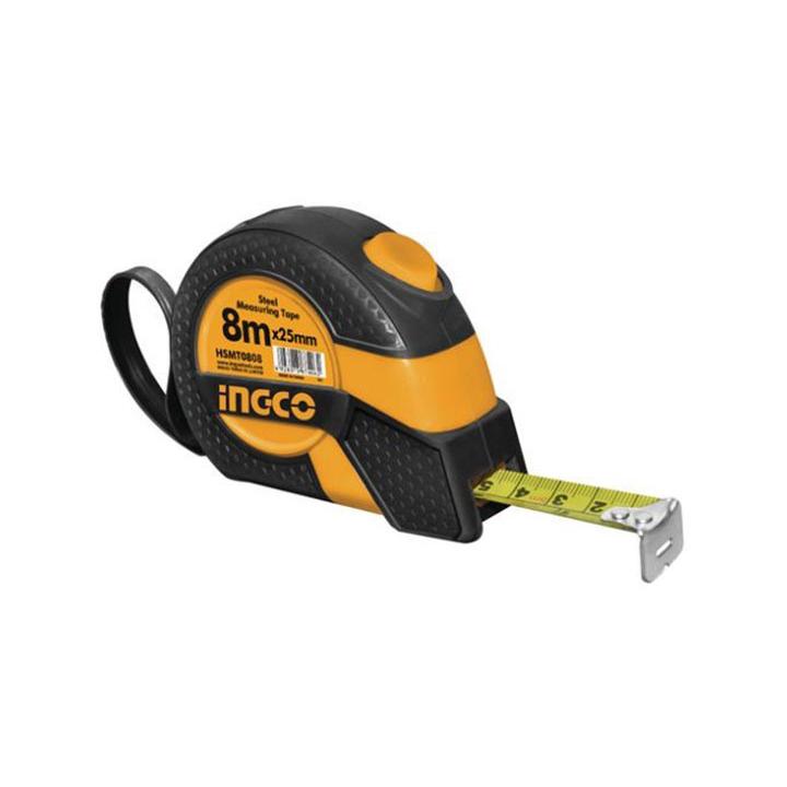 8mx25mm thước cuộn thép nền vàng ingco hsmt0808