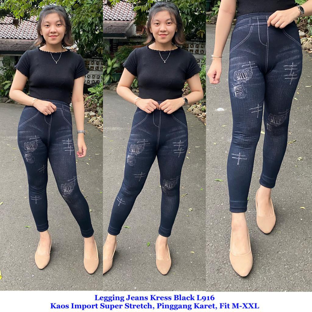 Quần jean legging màu đen nhập khẩu L916