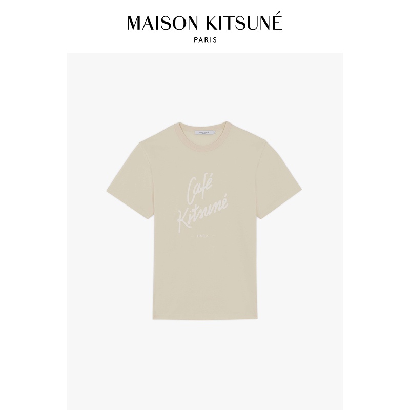 Áo Thun Cotton Ngắn Tay Cổ Tròn In Hình Maison Kitsune x Caf Kitsun Cá Tính