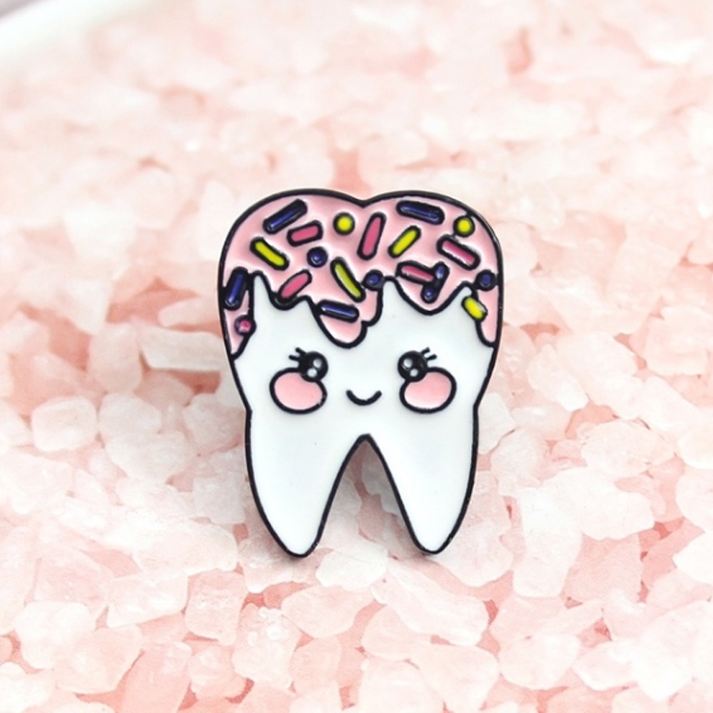 YOML✔Cartoon Tooth Smiley Enamel Brooch Pin Denim Jacket Coat Backpack Badge Decor