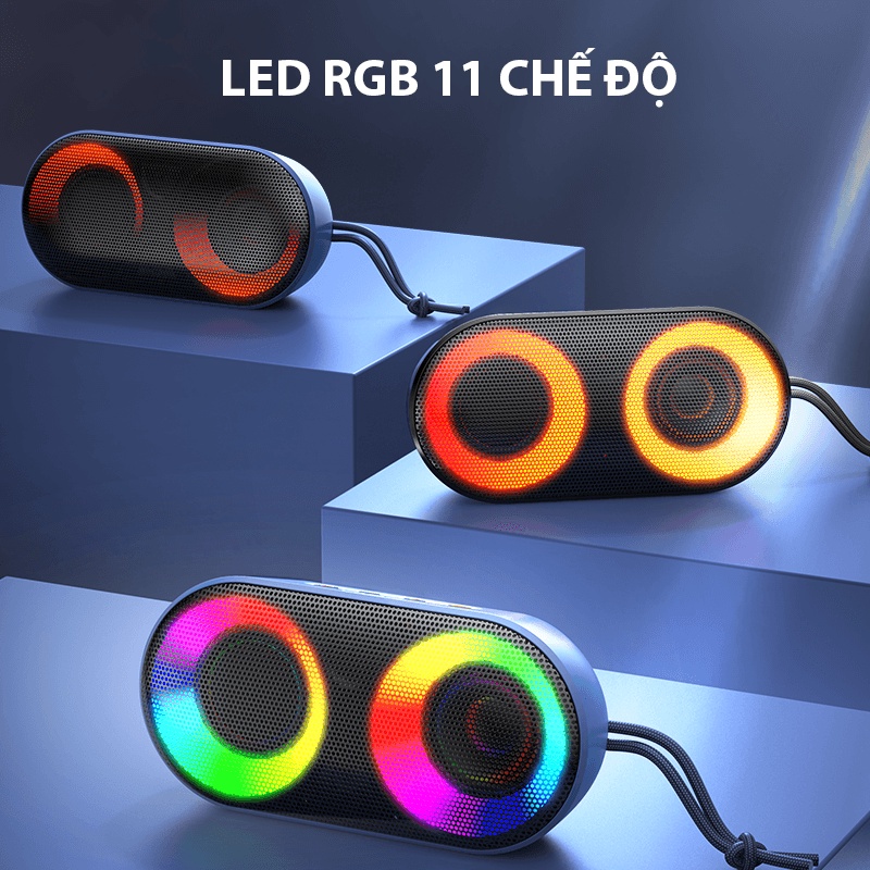 Loa Bluetooth ViVan VS16 10W Chống Nước Hiệu Quả Hiệu Ứng Đèn Led RGB Hỗ Trợ Thẻ Nhớ SD Và Cổng AUX Bảo Hành Chính Hãng