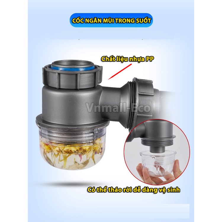 Bộ xiphong thoát nước ngăn mùi chống tắc nghẽn bồn rửa bát