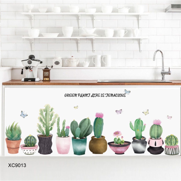 Decal trang trí chạu xương rồng chất liệu PVC sắc nét