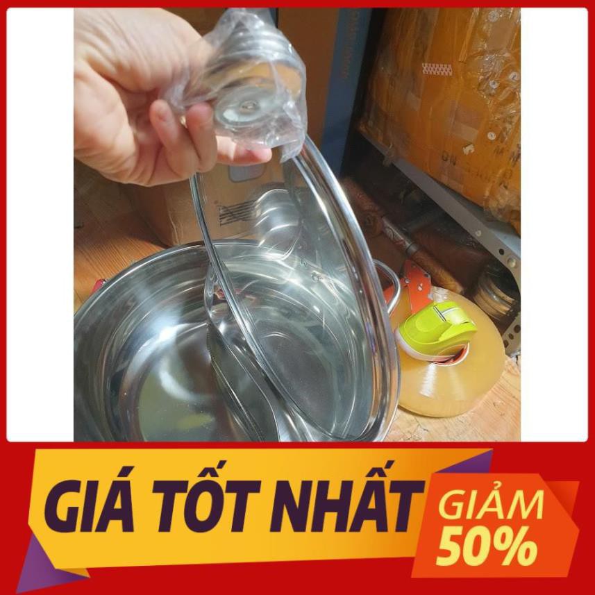 Nồi Lẩu 2 Ngăn 30-32cm, Nấu Được Bếp Từ, Chất Liệu Inox Dày Dặn Nắp Kính Sang Trọng