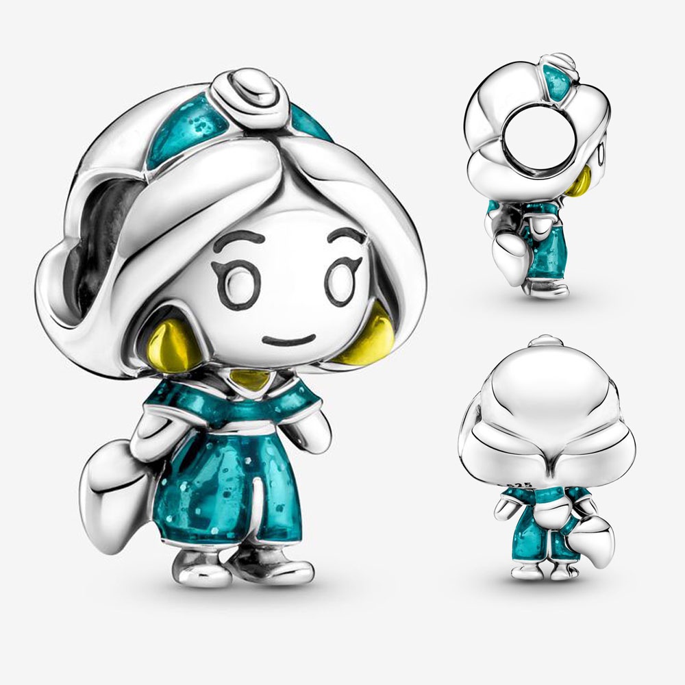 PANDORA Mặt Dây Chuyền Mạ Bạc Hình Công Chúa Disney Lấp Lánh