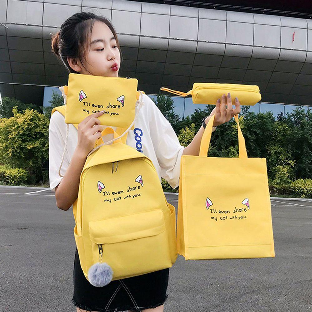 Bộ Ba Lô + Túi Đeo Chéo + Ví Cầm Tay Vải Canvas Phong Cách Châu Âu