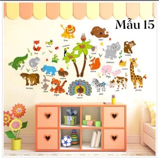 Decal vườn thú tiếng anh dán tường cho bé