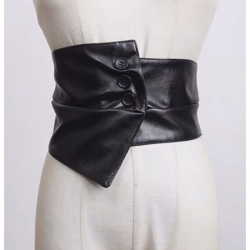 (Hàng Quảng Châu) Belt nịt da bản to màu đen HOT (TB)